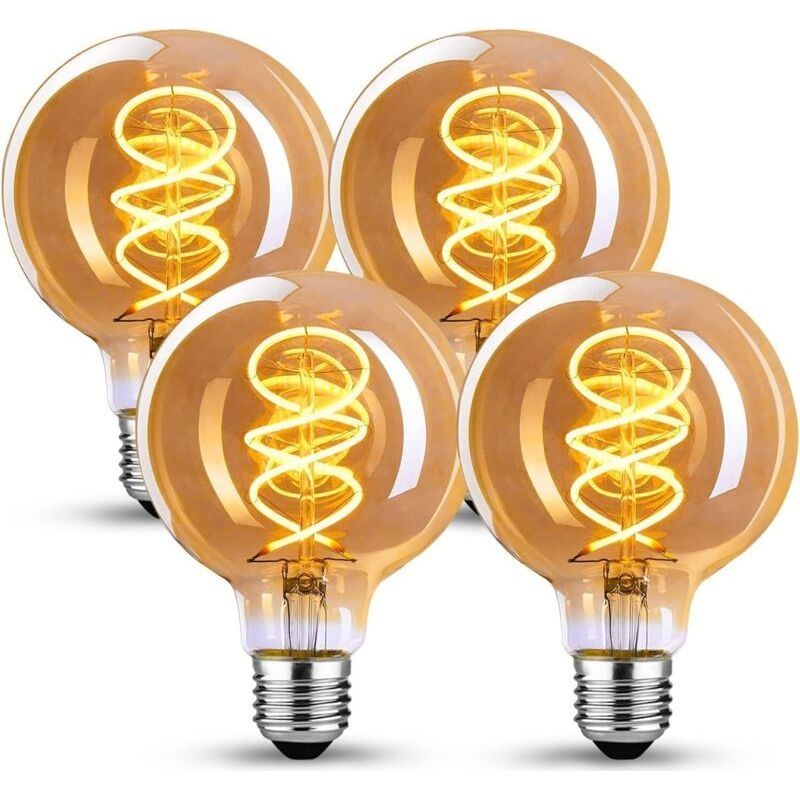 4 Ampoule Vintage Edison E27, E27 Led Vintage Dimmable G80 4w Lampe Led Rétro Blanc Chaud Ampoule Vintage Idéale Pour La Nostalgie Et L'Éclairage Rétro Dans La Maison, Café-bar,verre Ambré- 4 Pièces