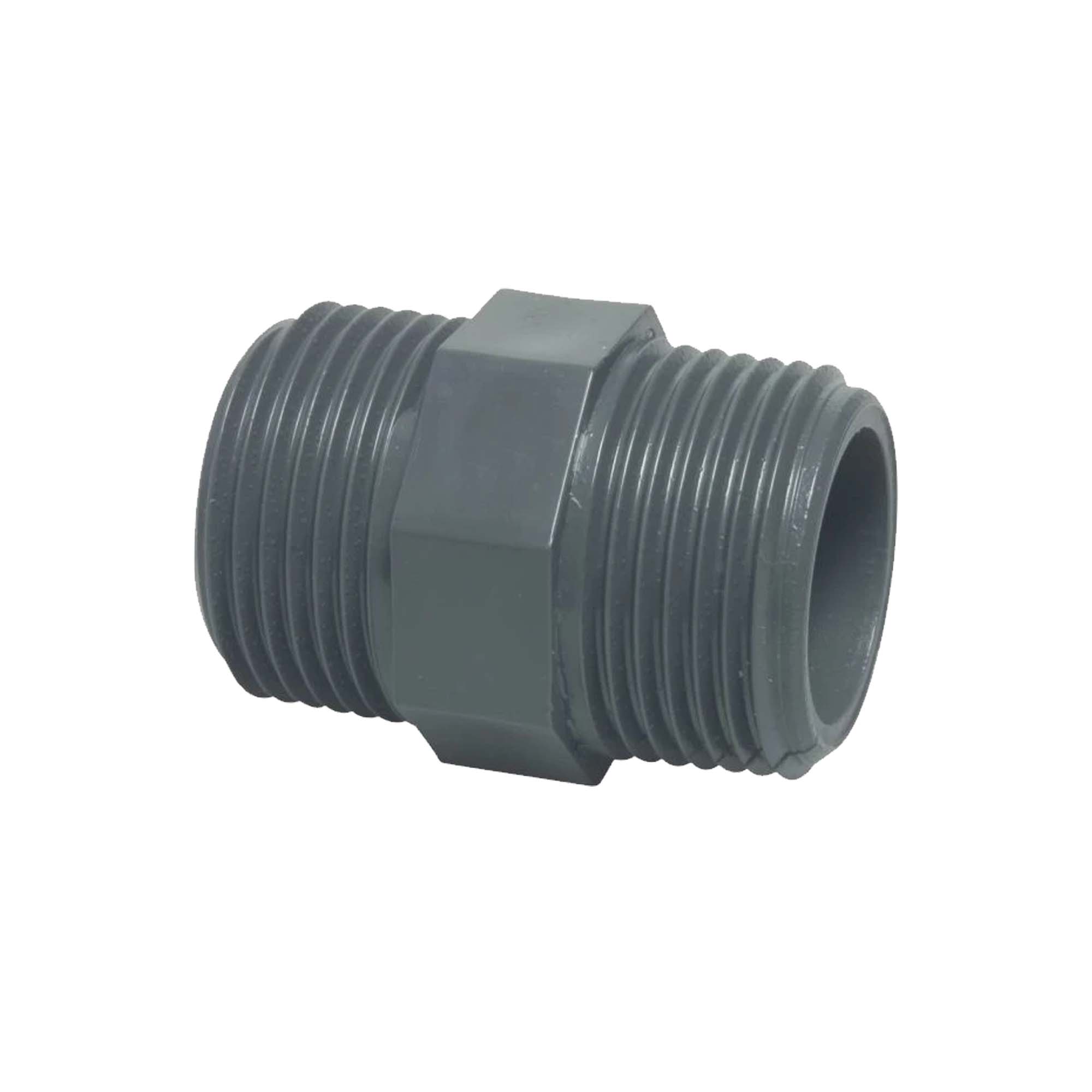 Profec Doppelnippel Mit Achtkant, Pvc-u, 4 Zoll Ag, 10 Bar, Grau