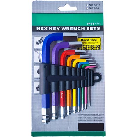 Kit D'Outils À Bras Long En Métal, Clé Hexagonale En Étoile, Extrémité Sphérique, 9 Pièces, Pour La Réparation