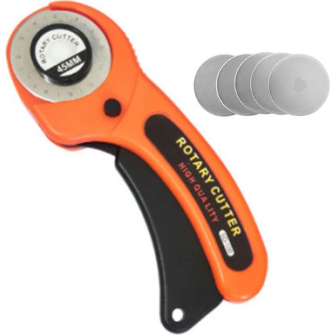 Ensemble De Couteaux Rotatifs, Serrure De Sécurité, Poignée Ergonomique, Couture, Lames En Acier Inoxydable, Outil De Coupe De Tissu, 5 Pièces