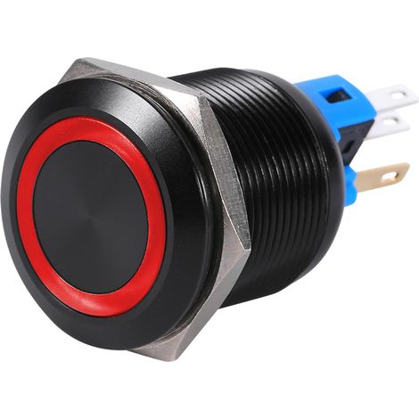 Interrupteur À Bouton-poussoir Étanche 22 Mm 12 V-24 V À Verrouillage Automatique Avec Led Rouge