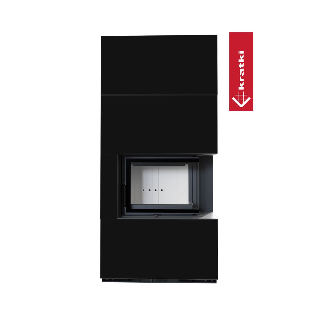 Kratki Kaminbausatz Floki Box Rechts 8kw Ø160 Quarzsinter Nero Assoluto Mit Türfeder