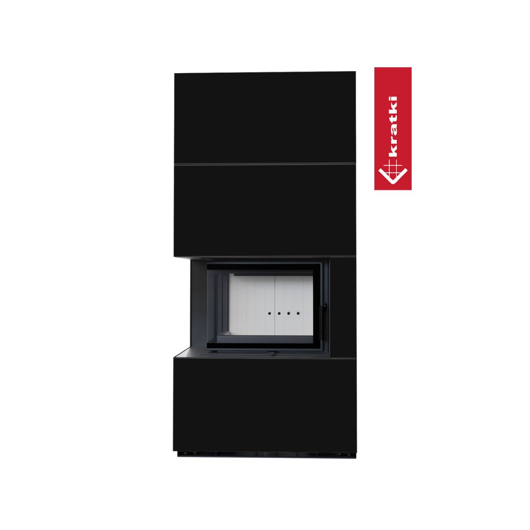 Kratki Kaminbausatz Floki Box Links 8kw Ø160 Quarzsinter Nero Assoluto Türfeder
