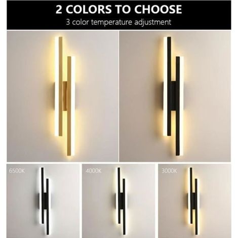 2er-pack Led-wandleuchten Für Den Innenbereich, 16 W, 3 Farbtemperaturen, Moderne Wandleuchte, Für Schlafzimmer, Wohnzimmer, Flur, Treppenhaus, Gold