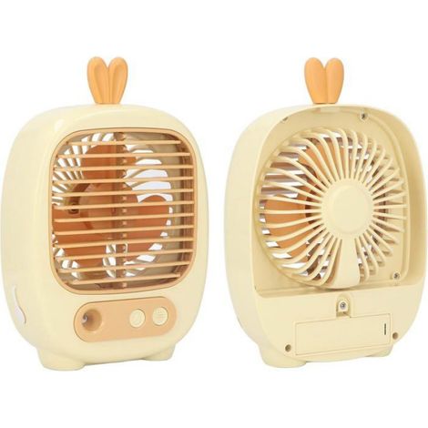 Mini-tischventilator Mit 3 Geschwindigkeitsstufen, Luftbefeuchterfunktion, Usb-aufladbar, 1200 Mah Akku, (gelb)