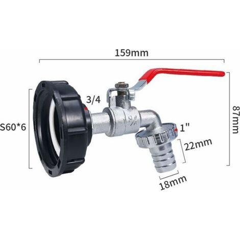 3/4"-ibc-ablasshahn Mit Schlauchanschluss, Grobgewinde S60x6 Für 1000-liter-tank