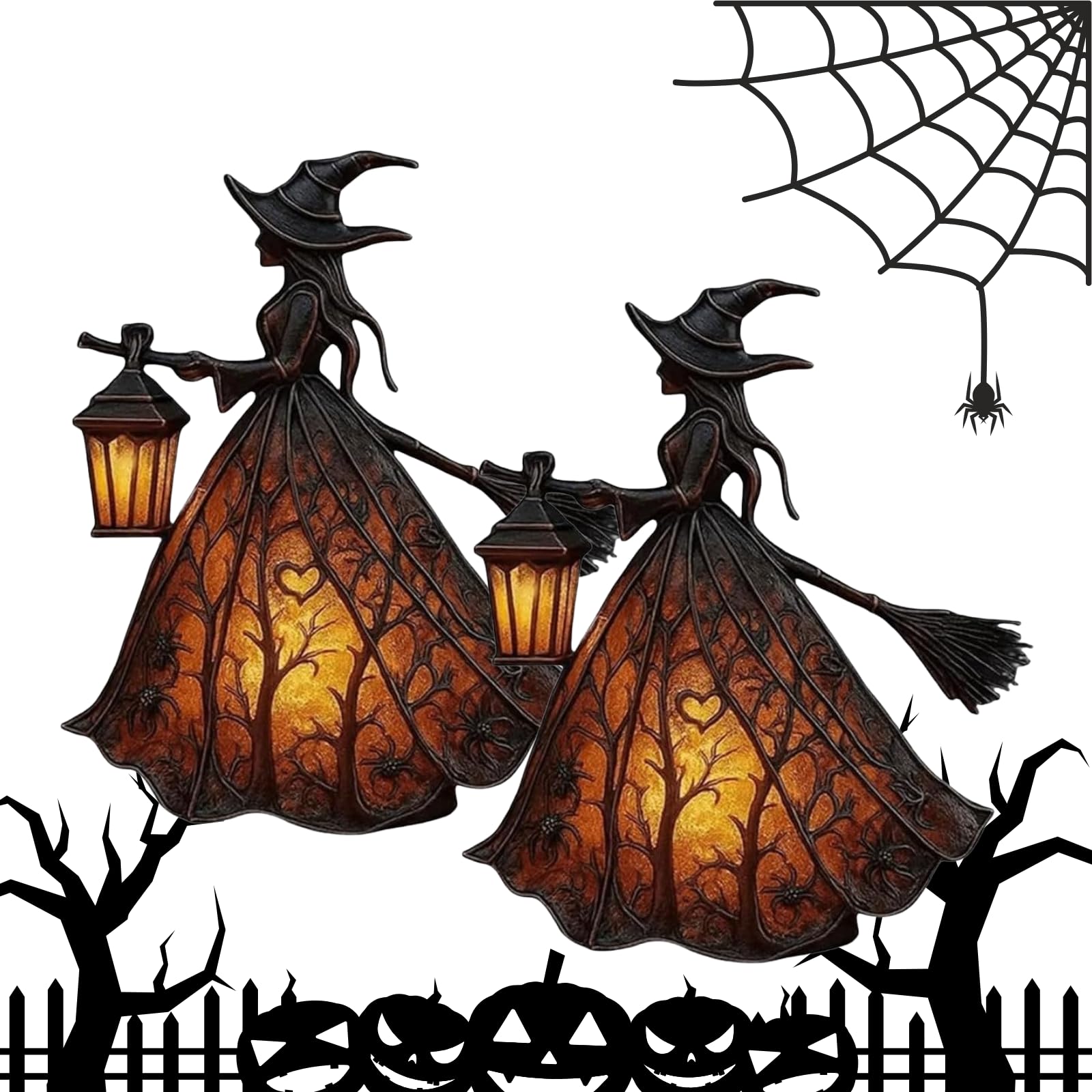 Halloween-hexenlampe – Gruselige Tischlampe Im Gotischen Stil Für Halloween-partys, Schreibtischdekoration Mit Hexenmotiv, Geschenkidee (2er-set)