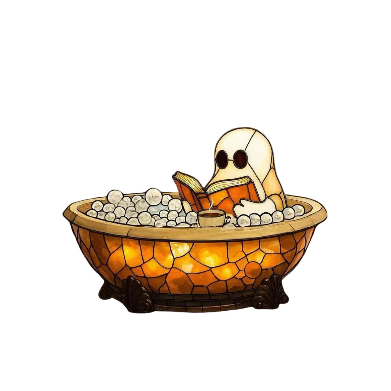 Digscape Niedliches Geister-badeschaumlicht – Halloween-led-nachtlicht Für Schlafzimmer Oder Badezimmer, Lustige Geisterdekoration Für Tisch, Regal Oder Als Gastgeschenk (orange)