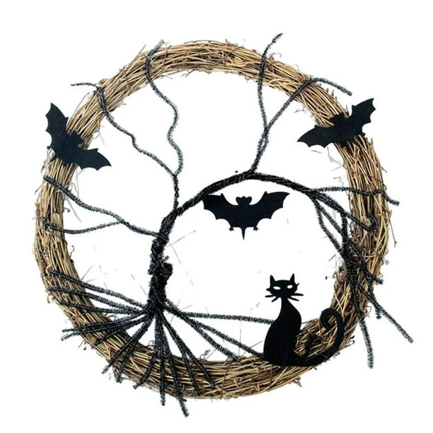 35 Cm Großer Roter Led-fledermauskranz Für Halloween, Zum Aufhängen An Tür, Fenster Oder Flur.