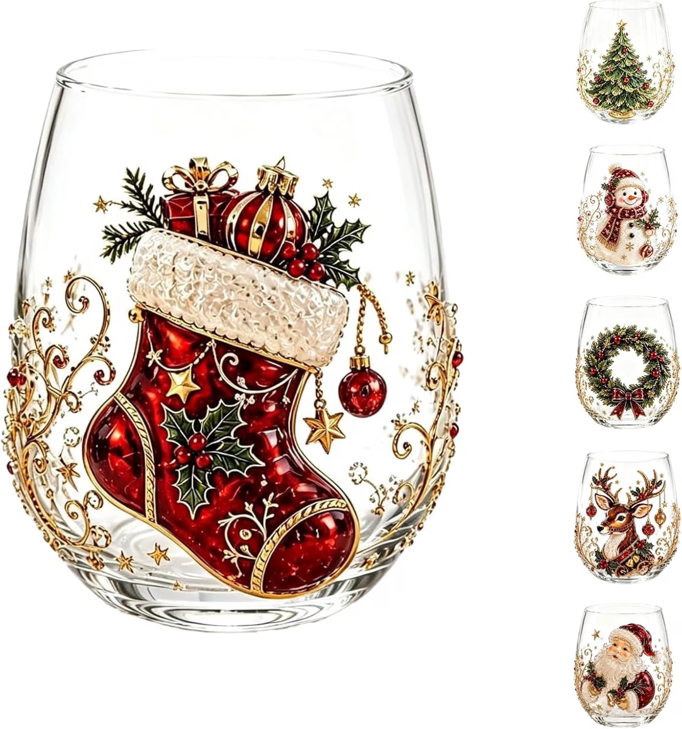 Set Aus 3d-glasbechern „magisches Weihnachten“, 3d-strümpfen