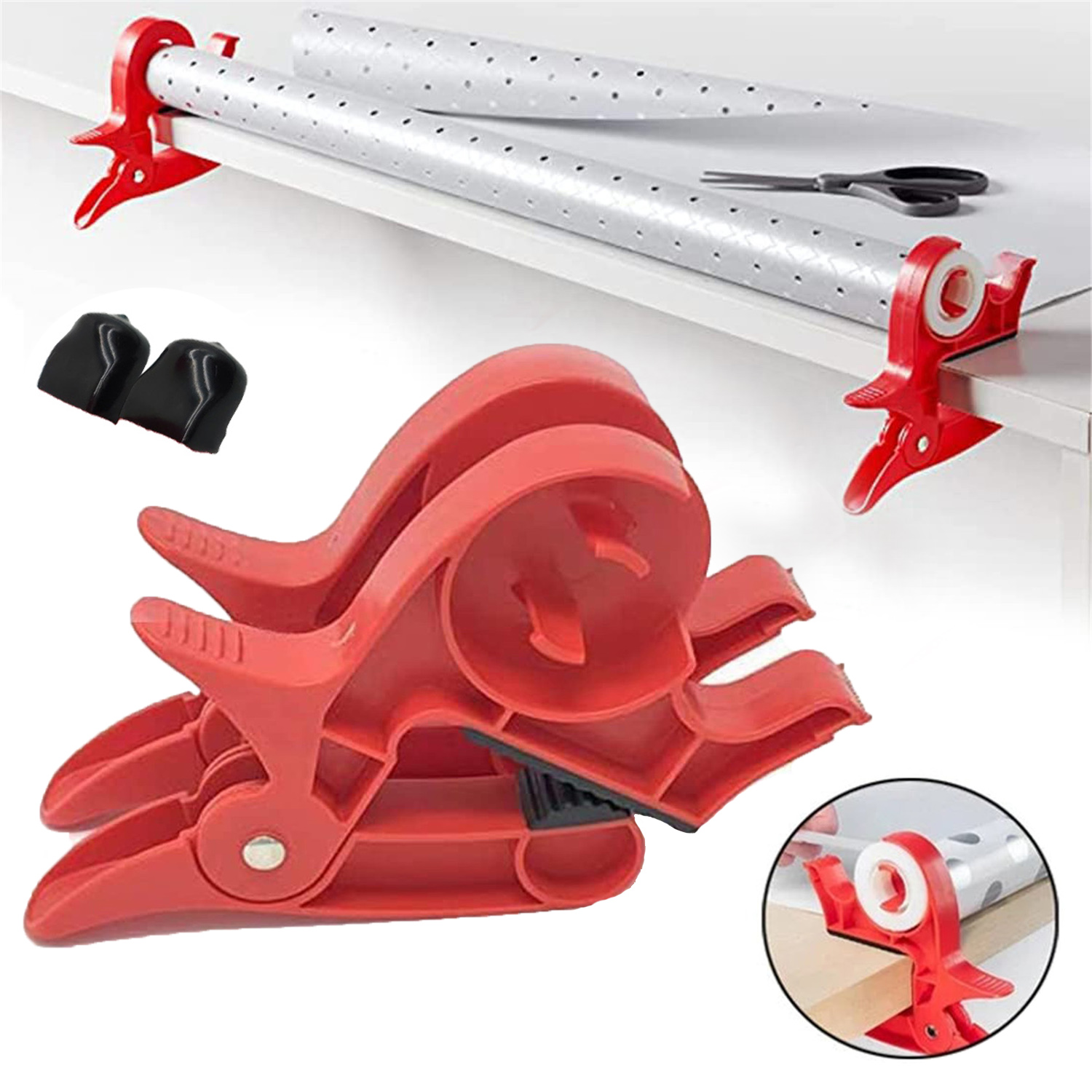 Weihnachtsgeschenkpapierklammern, Papierschneider, Klebebandabroller, Papierschneider Zum Verschließen Von Geschenkpapierrollen (2 Stück)