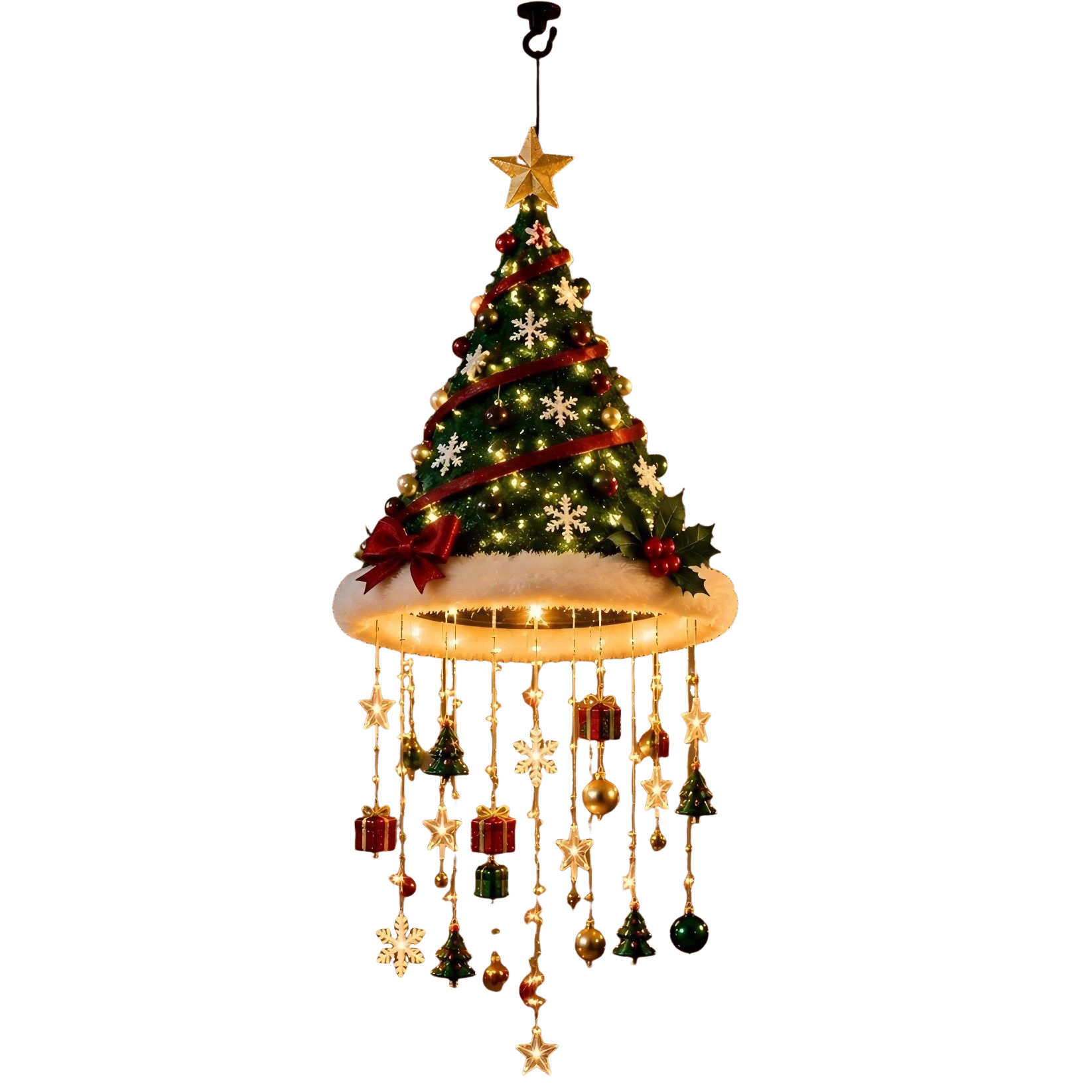 Hängende Lichterkette In Form Einer Weihnachtsmannmütze Mit Led-birnen, Ideal Für Weihnachtsfeiern Und Andere Besondere Anlässe Zu Hause.