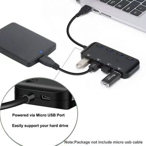 Usb 3.0 Hub – 4 Anschlüsse – Ultraschlank – Individuelle Leds – Ein-/ausschalter