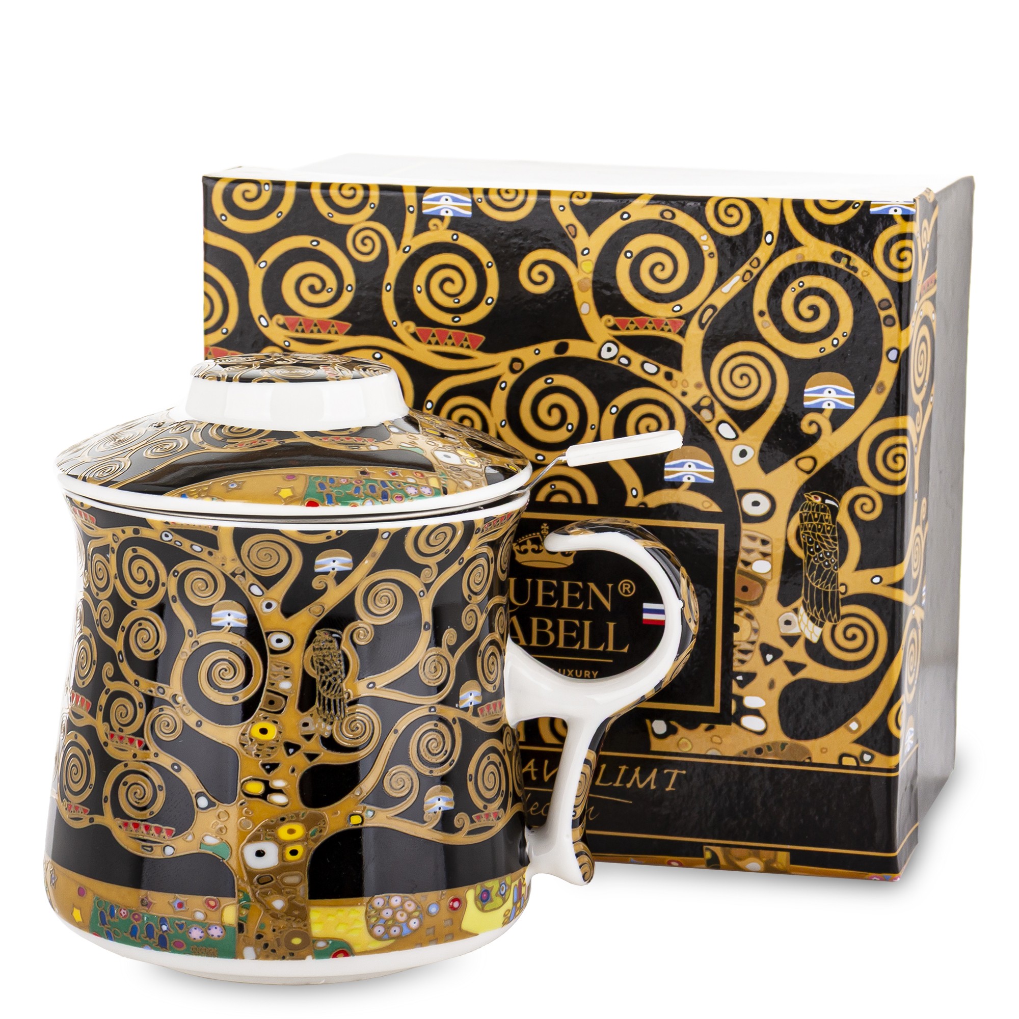 Porzellan-teetasse Mit Teesieb Und Gustav-klimt-motiv