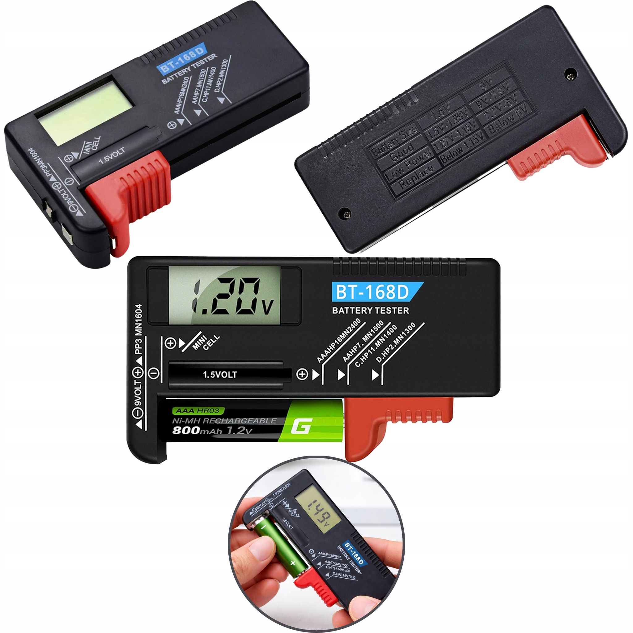 Batterietester Digitales Batteriemessgerät Voltmeter Aa R14 Mat-t-518