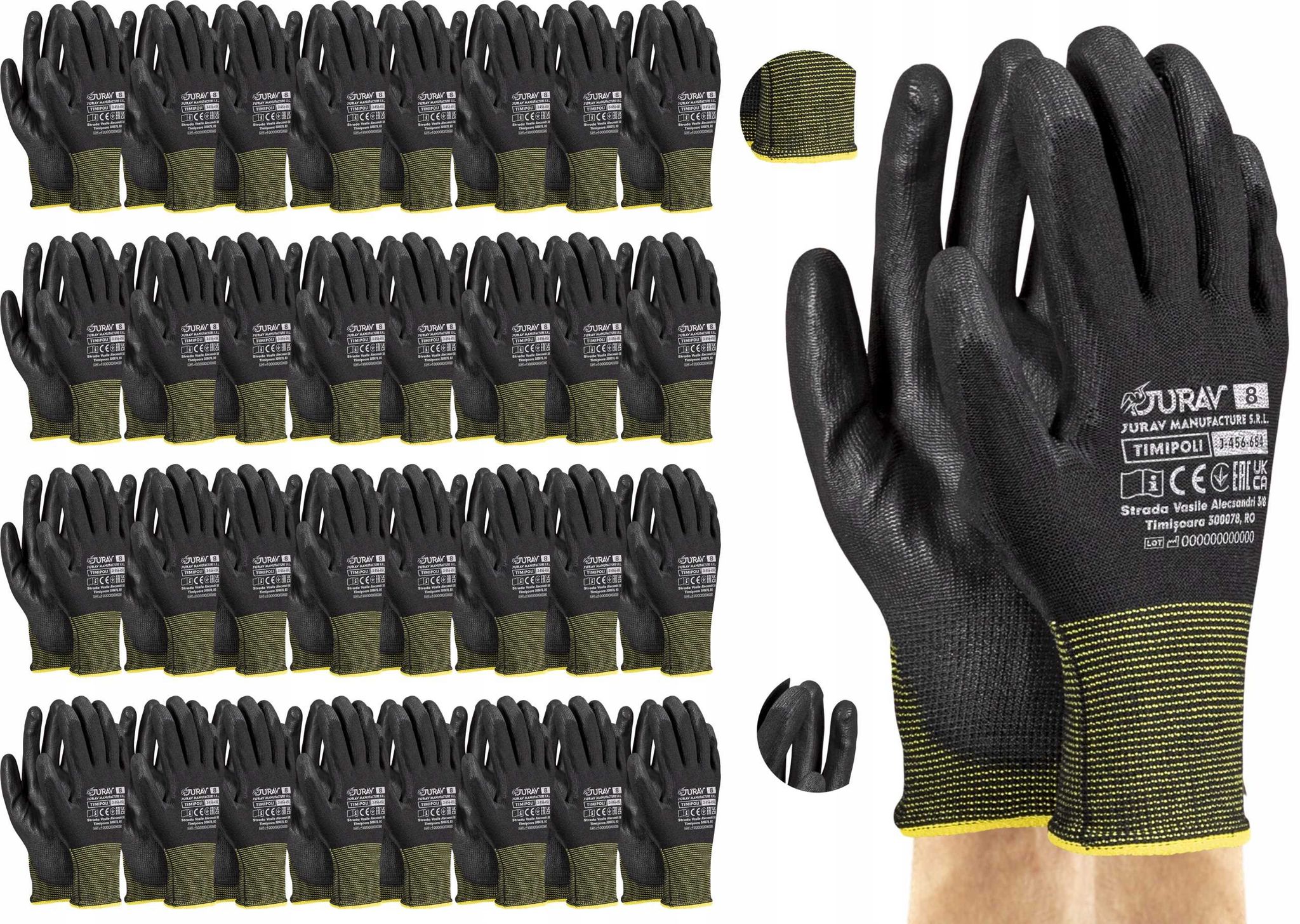 Schwarze Arbeitshandschuhe J-timipolibb8-m - 120 Paar