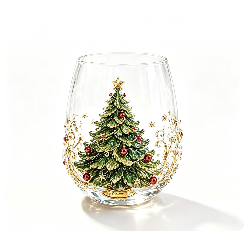 Set Aus 3d-glasbechern „magisches Weihnachten“, 3d-weihnachtsbaum