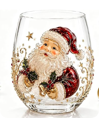 Set Aus 3d-glasbechern „magisches Weihnachten“, 3d-weihnachtsmann