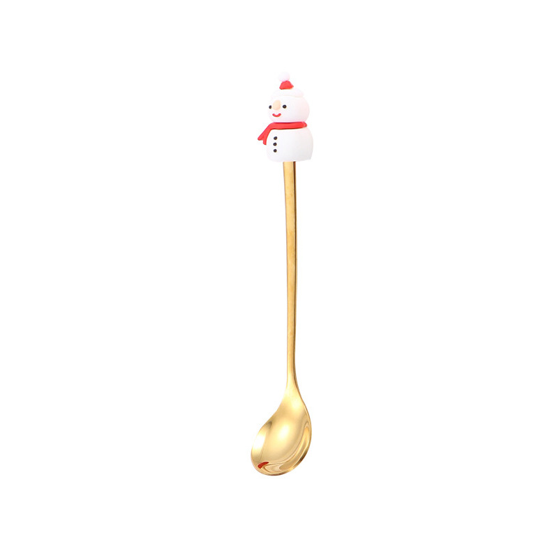 Teelöffel Aus Edelstahl, Weihnachtsmann-teelöffel, Goldener Löffel Aus Der Wurfmaschine – Schneemann