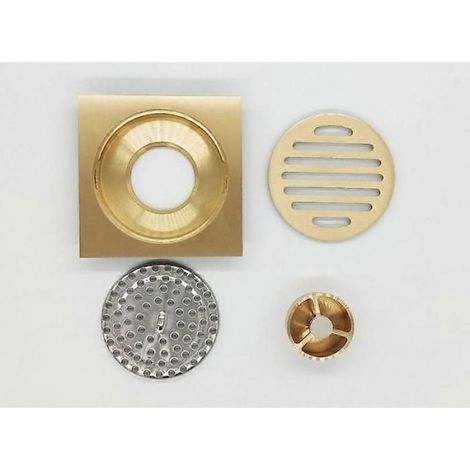 Quadratischer Bodenablauf Aus Vergoldetem Messing Für Badezimmer Und Dusche, Neu, 1 Stück