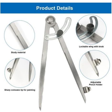 Professioneller Bleistiftzirkel – 20 Cm – Kohlenstoffstahl – Verstellbar – Hohe Leistung