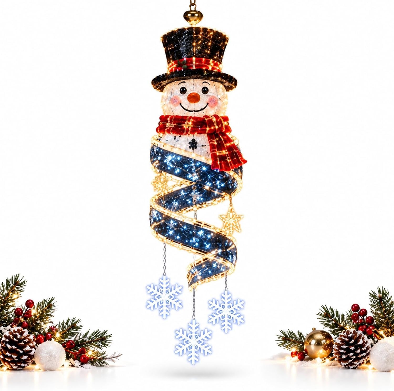 Weihnachtsspiral-kronleuchter, Led-verandadekoration, Schneemann