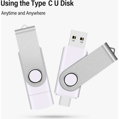 8 Gb Otg Usb-c-stick – Usb 3.0-stick, Kompatibel Mit Android-smartphones Mit Dual-usb-c- Und Usb-a-anschluss – Weißes Metallgehäuse
