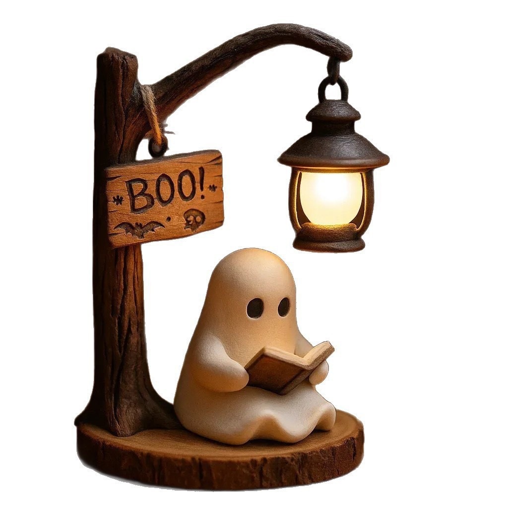 Niedliche Geisterleselaterne, Halloween-geisterbuchdekoration, Gruseliges Nachtlicht Fürs Homeoffice