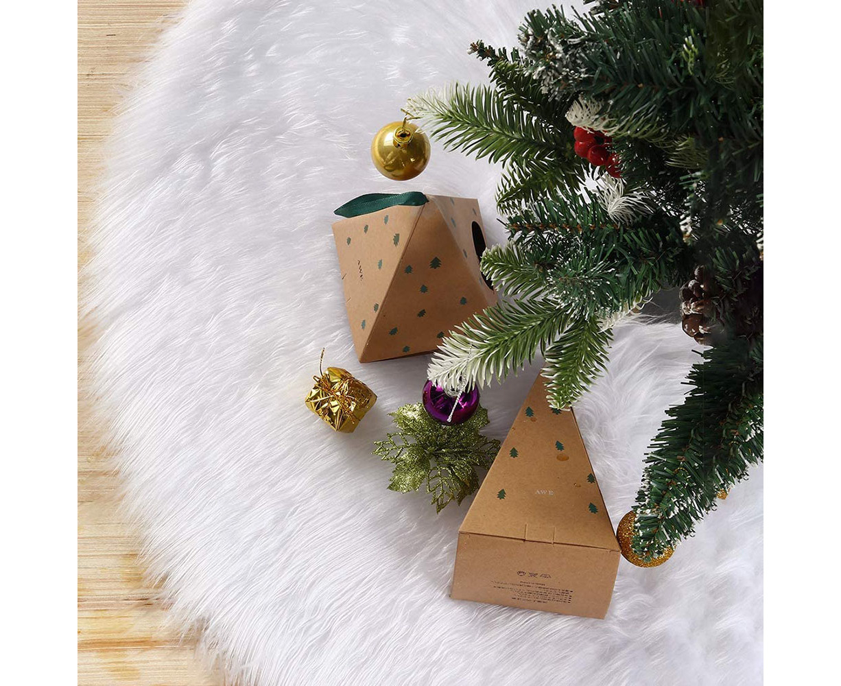 Schneeweißer Weihnachtsbaumrock Aus Plüschsamt, 120 Cm