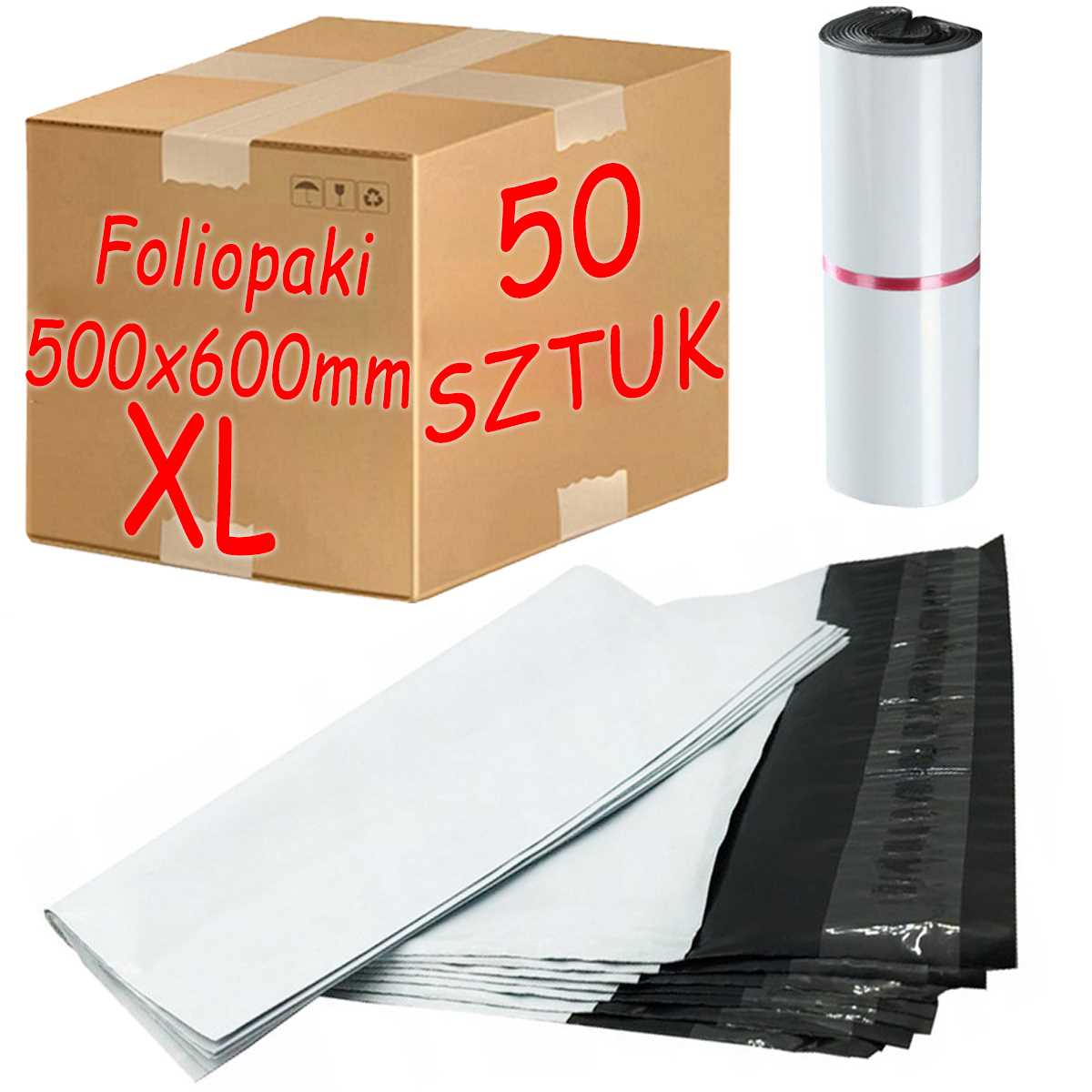 Kurier-poly-versandtaschen Weiß Xl 500x600mm - 50 Stück.