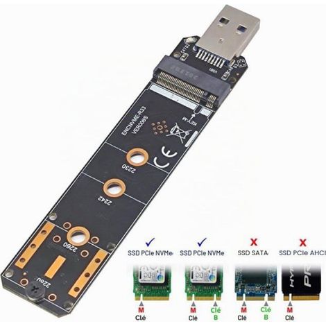 Usb M.2 Nvme Auf Usb 10gbps Tragbarer Ssd-adapter, Hot-swap-fähig, Ohne Gehäuseabdeckung, Schwarz [f234]