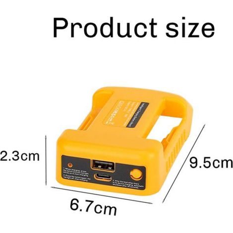 Usb-ladeadapter Für 18v/20v-li-ion-akkus Mit Usb- Und Usb-c-ladeanschluss (akku Nicht Im Lieferumfang Enthalten), Gelb