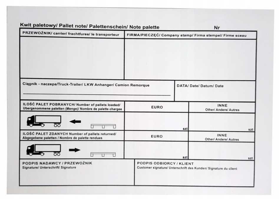 Palettenlieferschein A5, 100 Blatt – Selbstkopierend