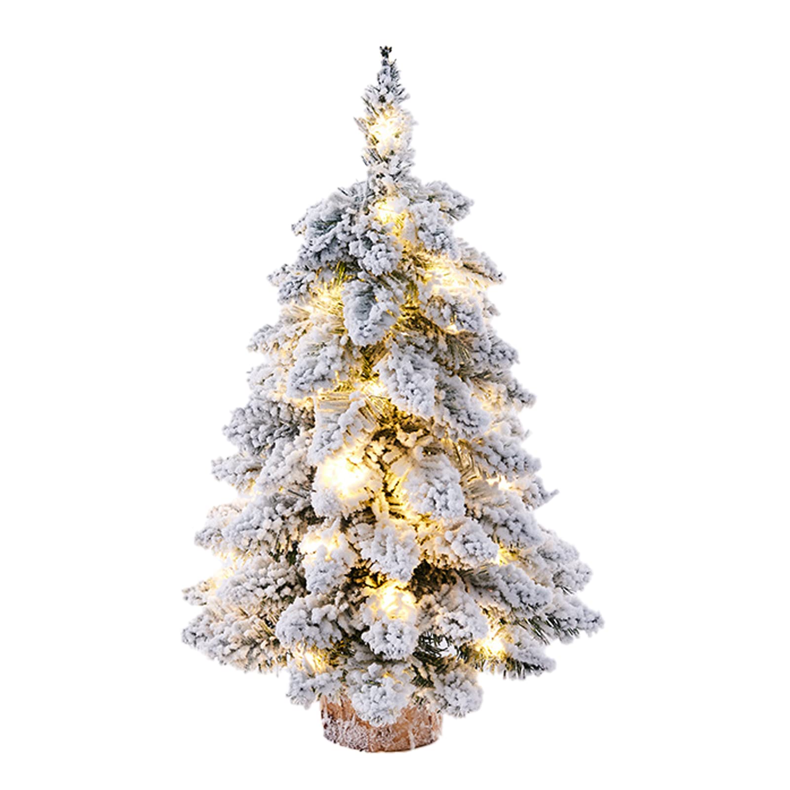 Beleuchteter Tischweihnachtsbaum, Beflockter Weihnachtsbaum Mit Led-lichtern, Holzsockel, Mini-weihnachtsbaum Für Tisch Und Schreibtisch, Weihnachtsdekoration Für Zuhause