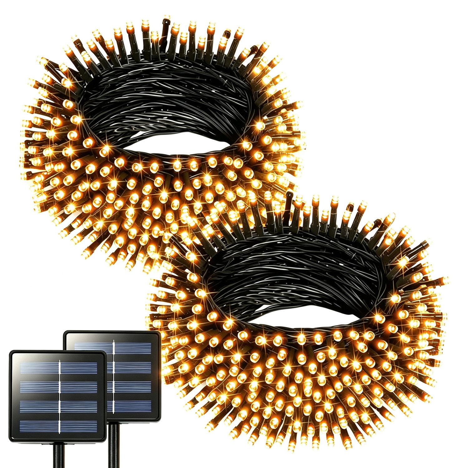 Set Aus 2 X 7 M (23 Fuß) Langen Solar-halloween-lichterketten Mit 50 Leds, 8 Beleuchtungsmodi, Wasserdicht Und Warmweiß, Für Garten-, Einfahrts-, Zaun- Und Partydekorationen.