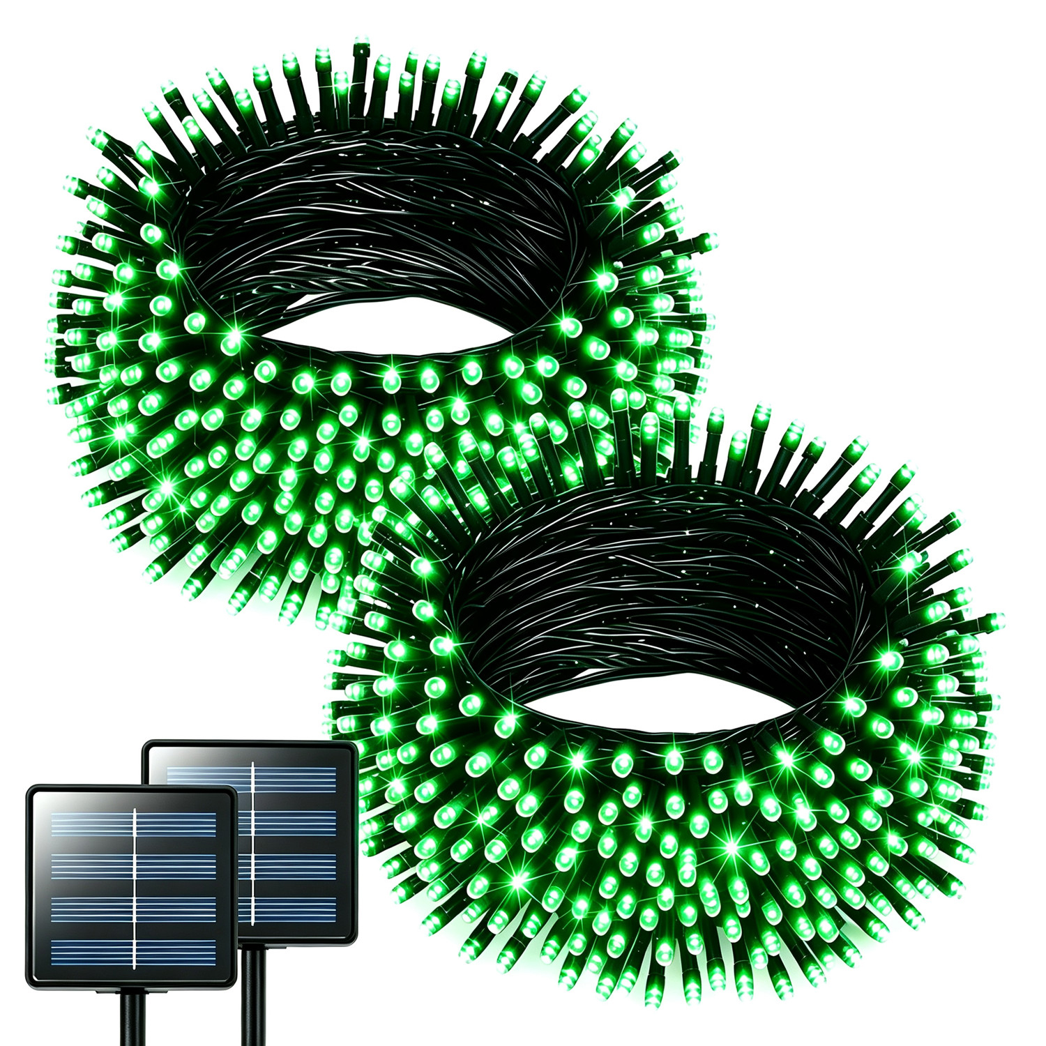 Halloween-solar-lichterkette Für Den Außenbereich (2er-pack), 100 Leds, 7 M, Wasserdicht, 8 Leuchtmodi, Orange Und Lila, Für Garten, Einfahrt, Zaun, Partydekoration, Grünes Licht