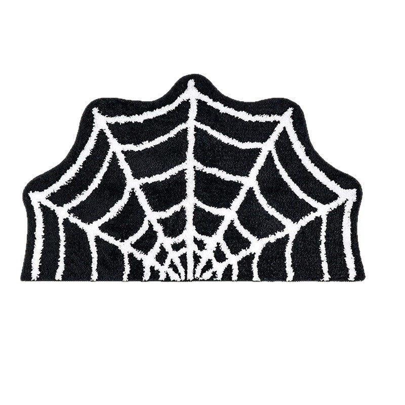 Badematte Mit Spinnennetzmuster Für Halloween, Badematte Im Thriller-stil Für Halloween, Beflockte Badematte