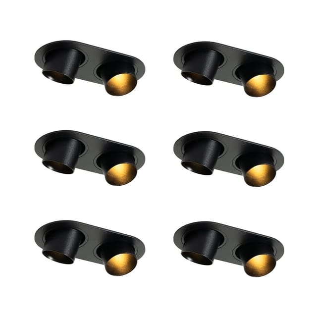 Set Mit 6 Einbaustrahlern Schwarz Gu10 35mm Neigbar 2-licht - Installa