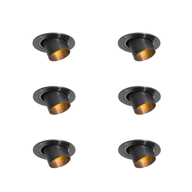 Set Mit 6 Einbaustrahlern Gunmetal Gu10 35mm Rund Kippbar - Installa