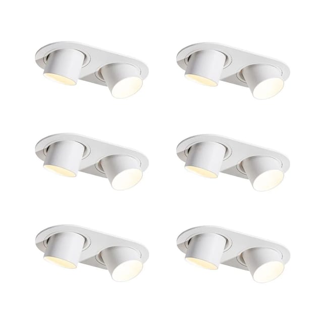Set Mit 6 Einbauspots Weiß Gu10 35mm Neigbar 2-licht - Installa