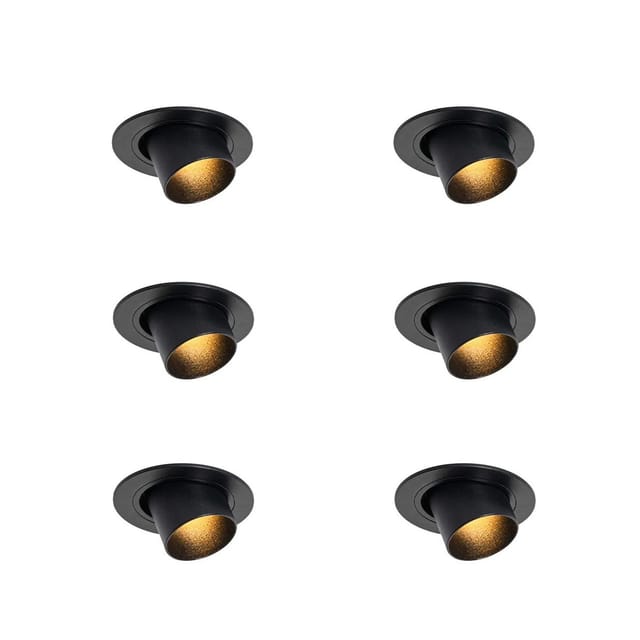 Set Mit 6 Einbaustrahlern Schwarz Gu10 35mm Rund Schwenkbar - Installa