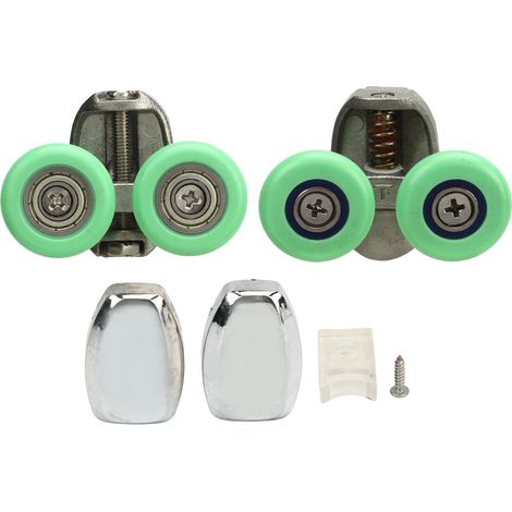 Poulie À Roulettes Verte, 2 Pièces, Pour Salle De Douche, Salle De Bains, Rail De Porte Coulissante En Verre Supérieur Et Inférieur
