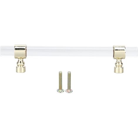Poignée En Acrylique Cristal Transparente, Facile À Installer, Pour Armoires, Tiroirs, Commodes, B01277s, Espacement Des Trous 96, Or