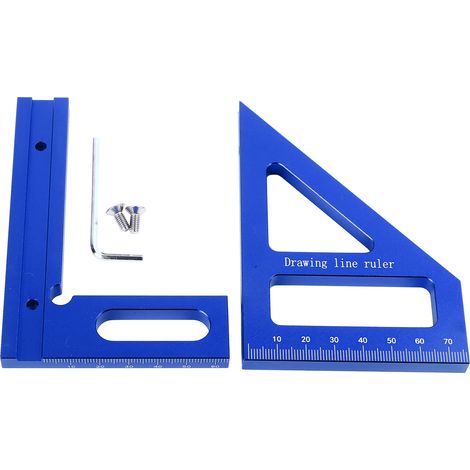 Règle De Mesure Multi-angle 3d, Alliage D'Aluminium 45 À 90 Degrés, Rapporteur Carré Pour Le Travail Du Bois, Outil De Disposition Du Triangle À Onglet Bleu