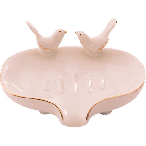 Porte-savon En Céramique, Support De Style Oiseau Moderne, Boîte De Vidange Pour Salle De Bain Rose