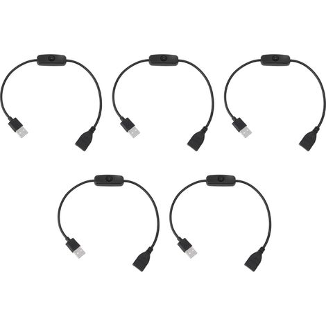 Câble Interrupteur Marche/arrêt Mâle À Femelle, 5 Pièces, Extension Usb En Pvc À 2 Broches Avec Bouton Pour Enregistreur De Conduite, Lumières Led Noires
