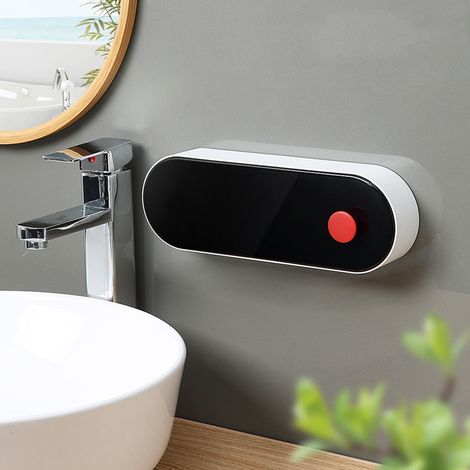 Boîte À Savon Murale Avec Égouttoir, Support De Douche Universel Sans Poinçonnage Avec Couvercle Rabattable Anti-poussière, Noir Classique, Largeur 29.5cm
