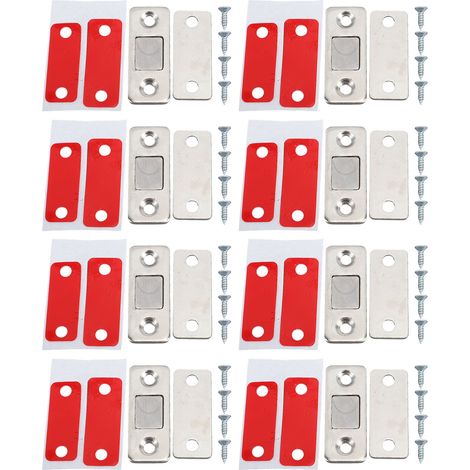 Loquet De Porte Magnétique Ultra Fin, Adhésif En Acier Inoxydable, Installation À 2 Voies, Fermeture D'Armoire Pour La Cuisine, Paquet De 8
