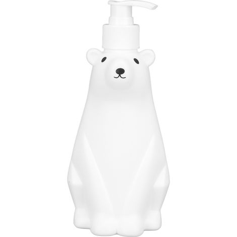 Distributeur De Shampoing, Pompe De Style Ours Blanc, Type Pp Pe, Bouteilles De Douche Largement Utilisées Pour Salle De Bains, Toilettes, M: 21,5x9cm/8,5x3,5 Pouces