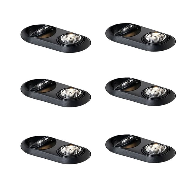 Set Mit 6 Runden Einbaustrahlern Schwarz Gu10 70mm 2-licht - Hubs